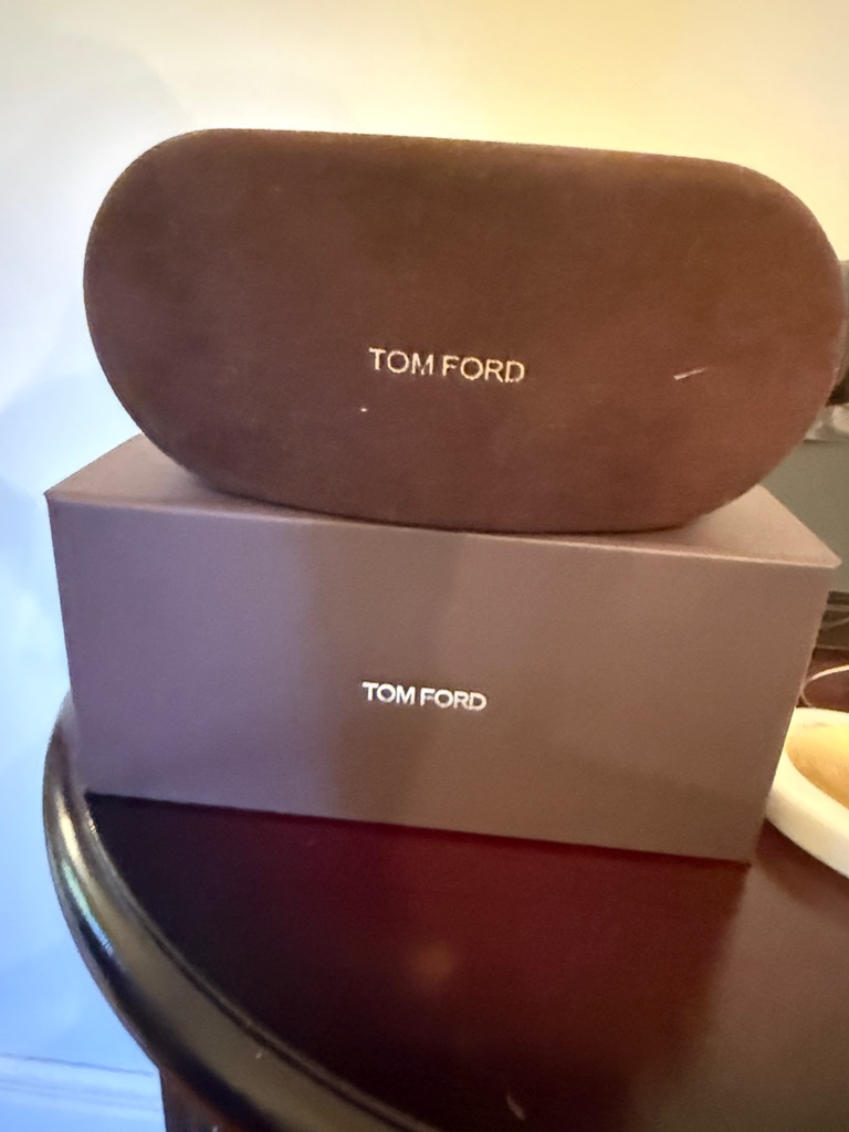Tom Ford Brown Suede Sunglass Case With Logo